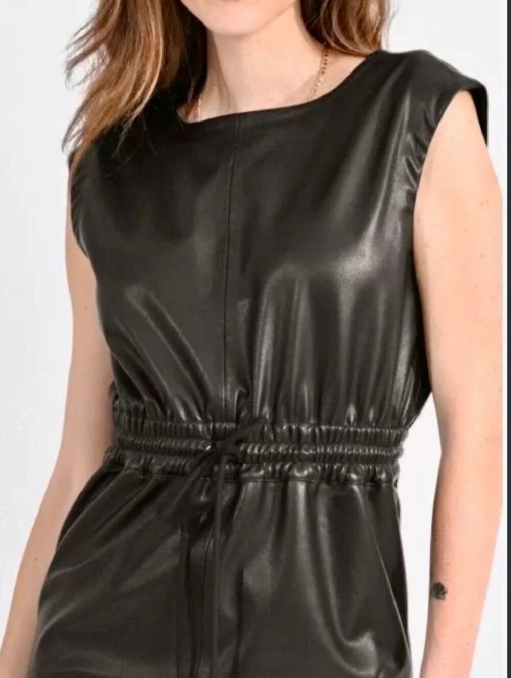 Molly Bracken Black Drawstring Waist Sleeveless Dress